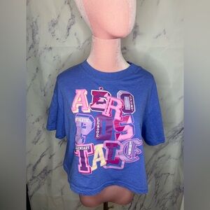 Aeropostale Sport Purple Graphic cropped T-Shirt sz L